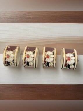Noritake  MIDNIGHT ORCHID Collection By Yuriko Takata Napkin Rings NIB~ SET OF 4